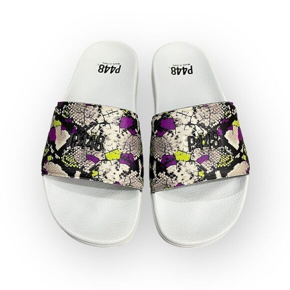 P448 Womens Multicolor Snake Print Slip On Comfort Slide Sandals Size 7 - Picture 6 of 6